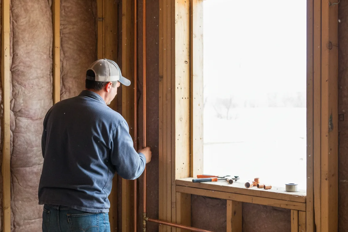 Licensed plumber running new copper supply lines in a Mount Airy home