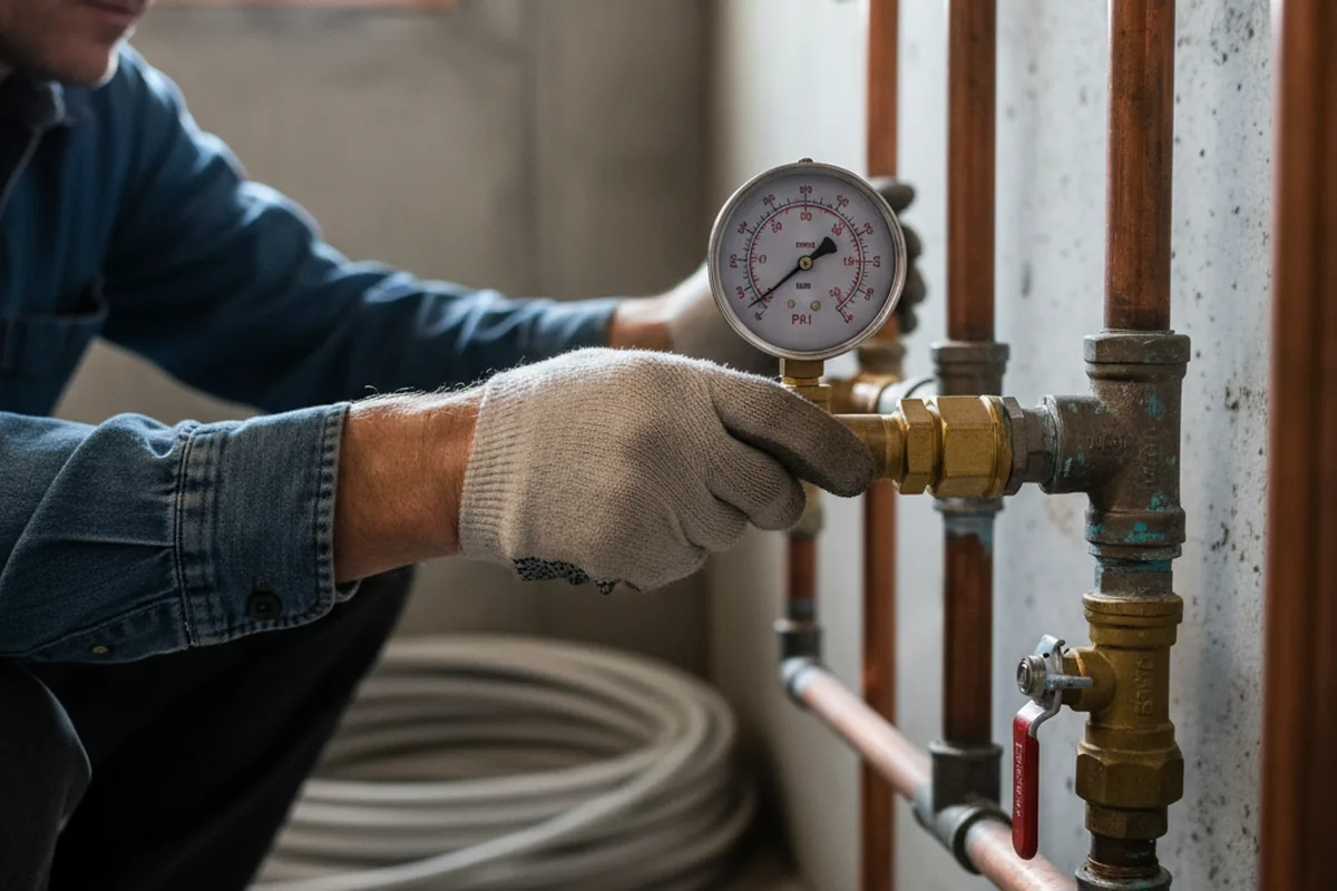 Pressure testing a repaired line during Water Line Repair in Mount Airy